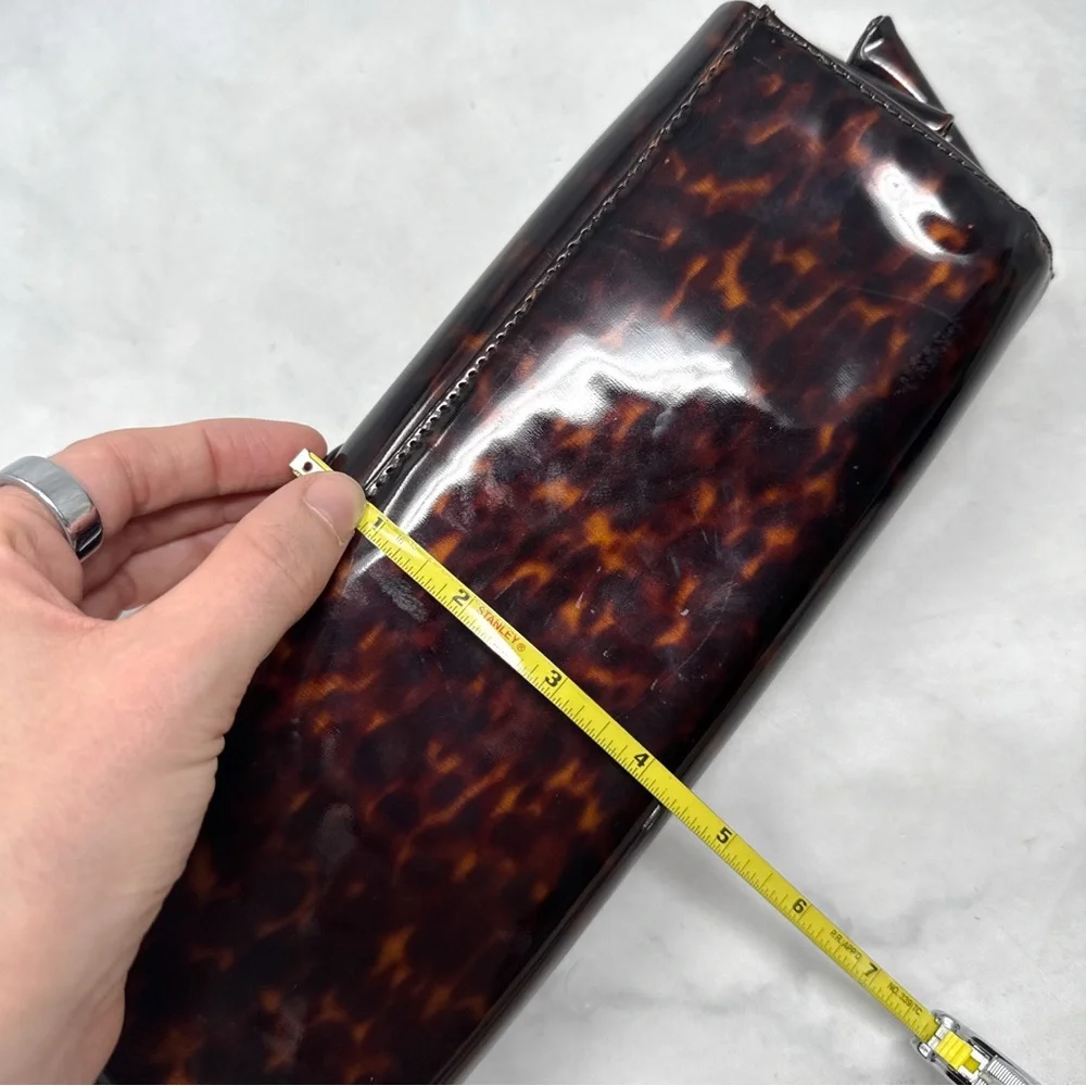 Christian Louboutin Tortoise Bow Patent Leather Clutch Purse Bag Leopard Formal